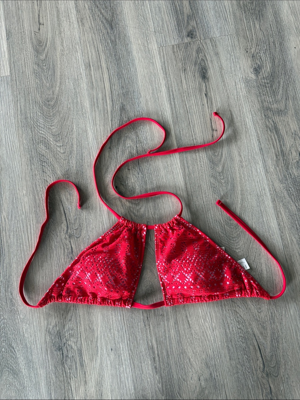 Abercrombie & Fitch Pink bikini top with Red Lace Trim